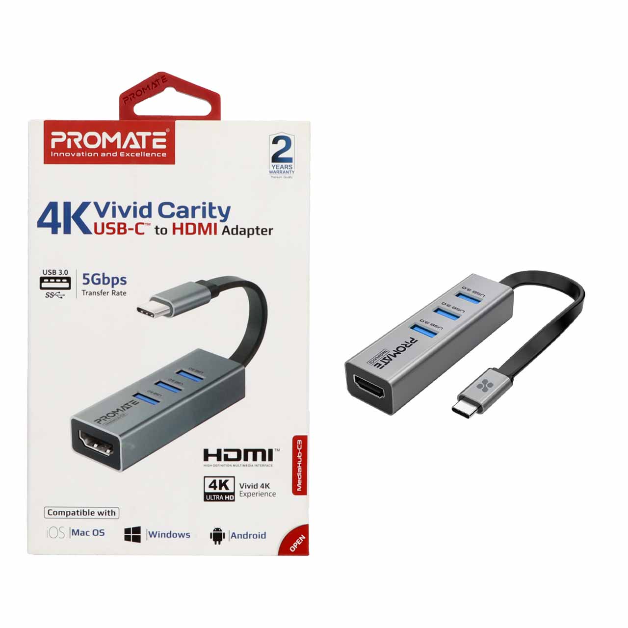 hab 4 port promate type c mdl mediahub c3 khakstry