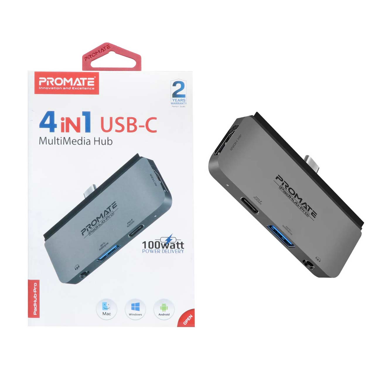 hab 4 port promate type c mdl padhub pro khakstry