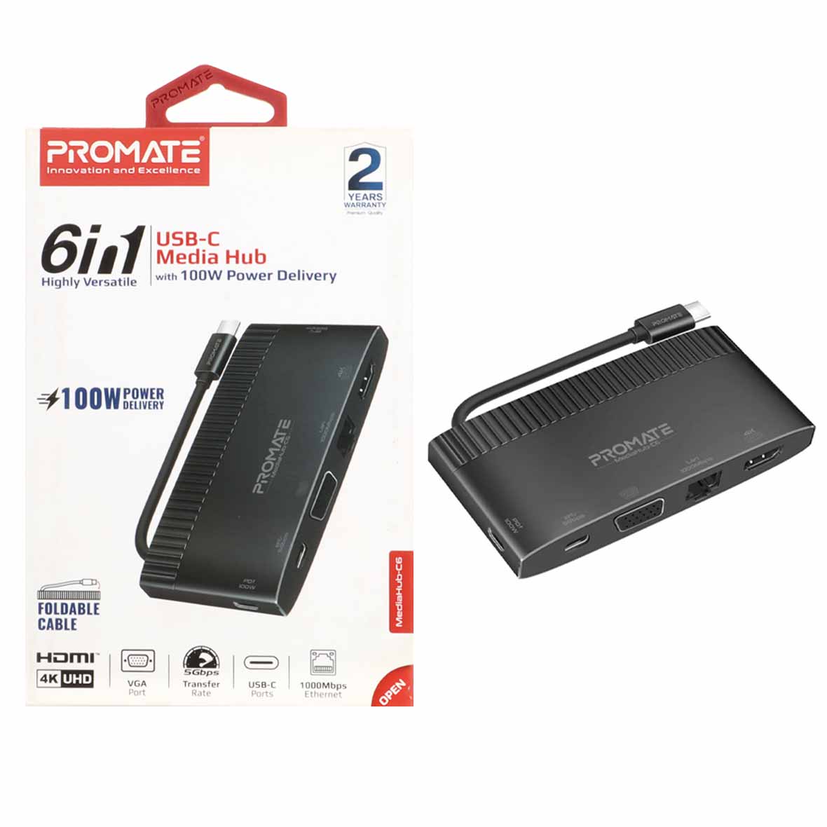 hab 6 port promate type c mdl mediahub c6 mshky