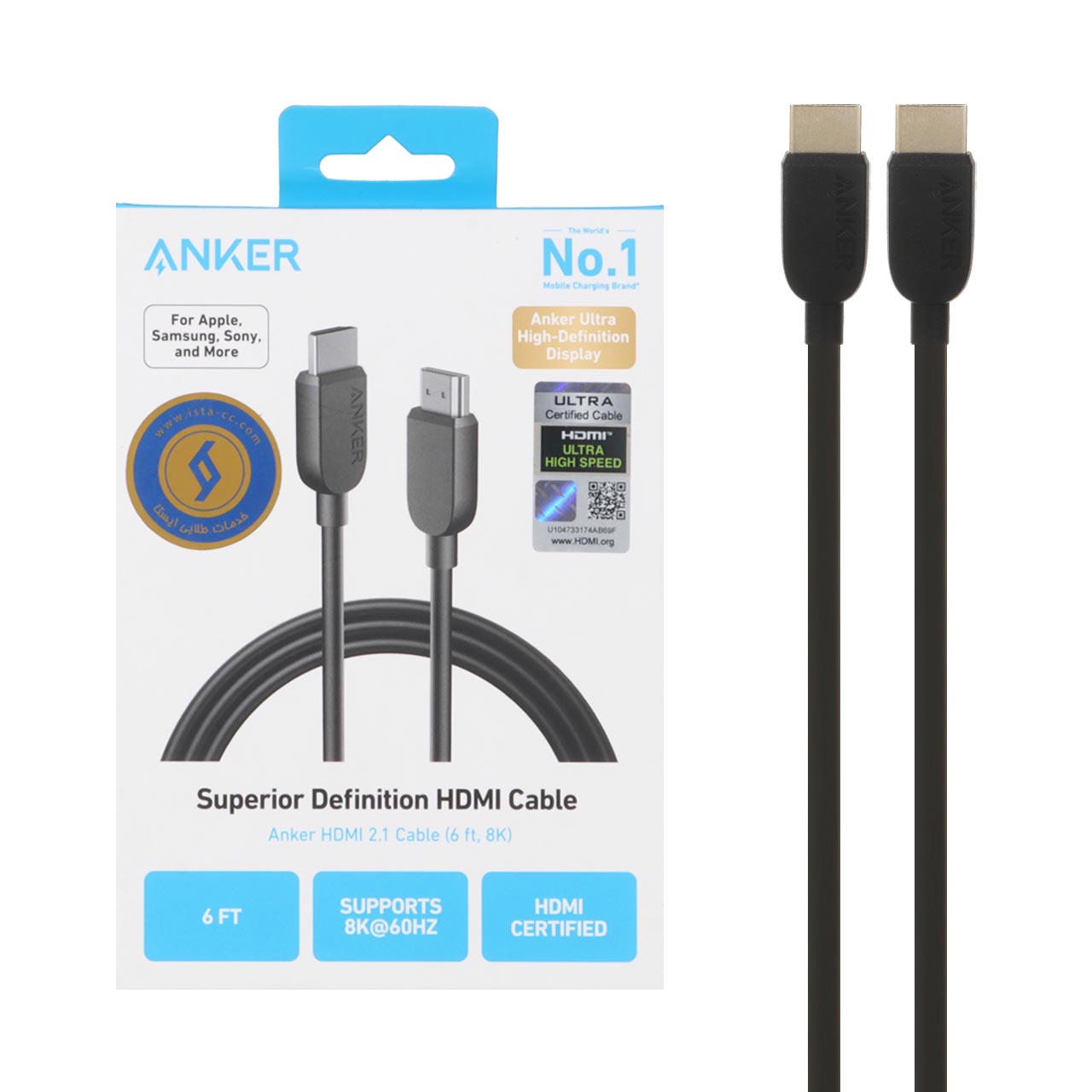 kabl anker hdmi mdl a8742 mshky garanty 18mahh hafthh tlayy aysta