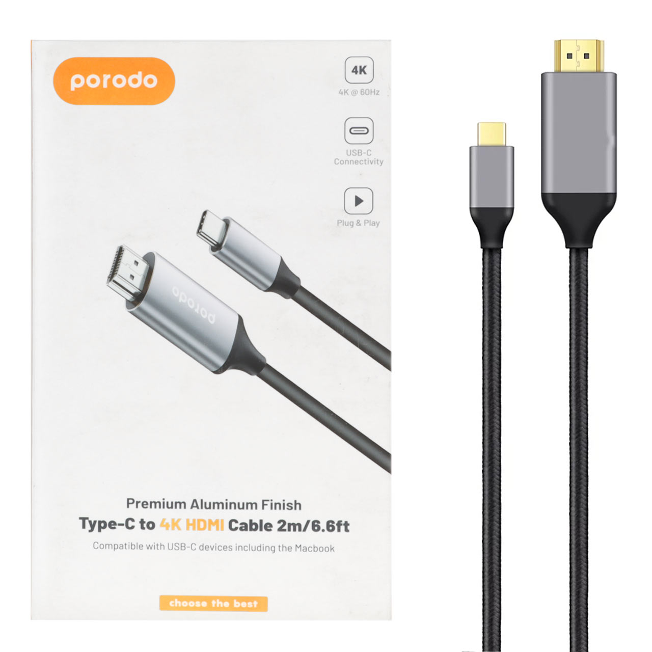 kabl porodo type c to hdmi mdl pd 4kchd2 gy khakstry garanty 24 mahh ayoyz