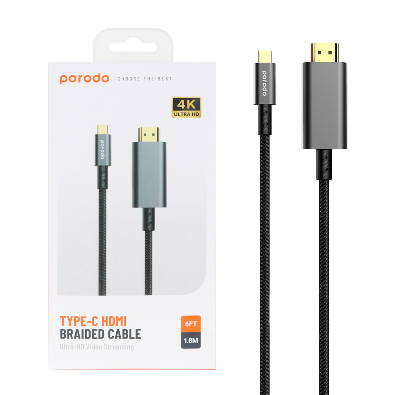 kabl type c to hdmi porodo mdl pd 4khdmc bk mshky garanty 24 mahh ayoyz