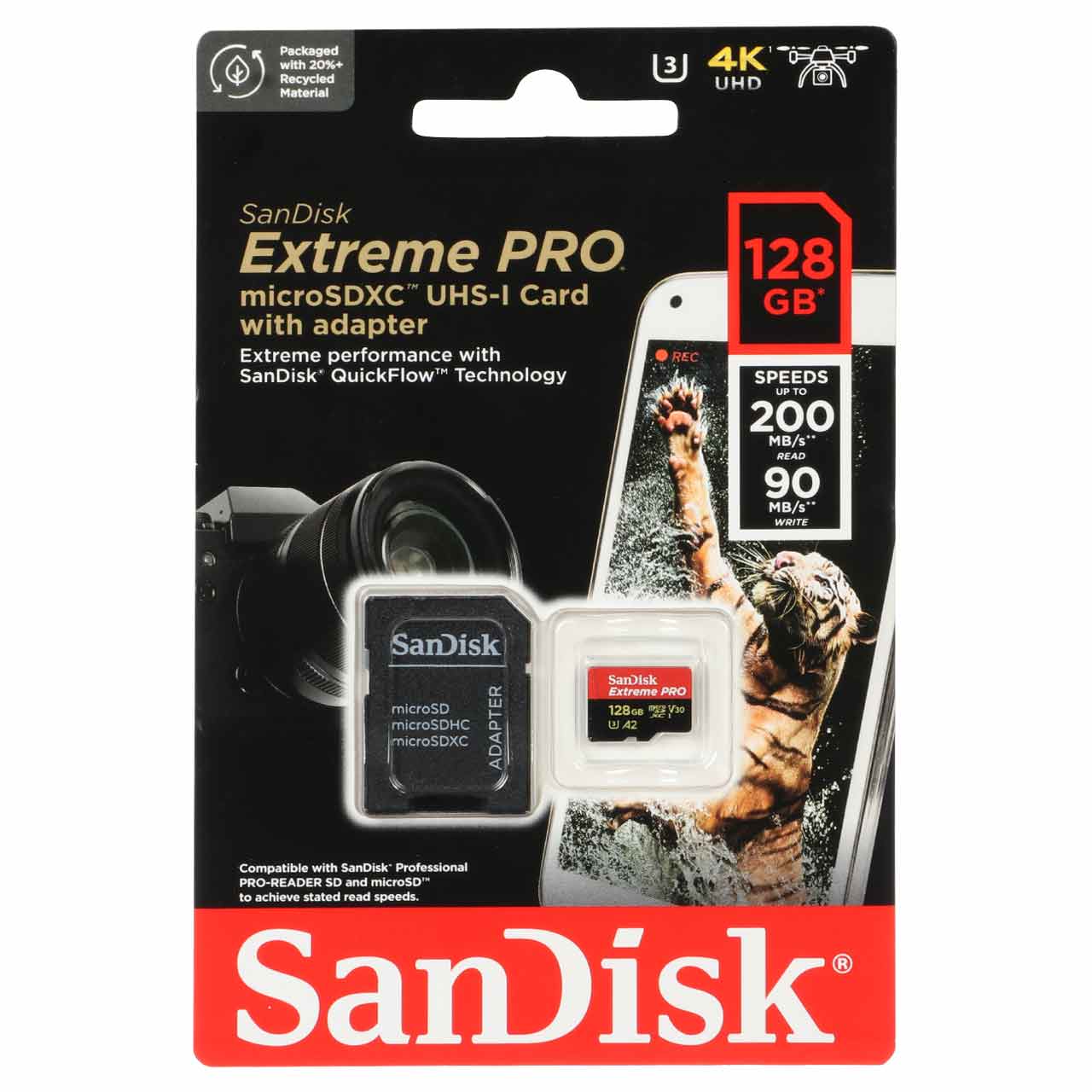 sandisk extreme pro microsdxc adapter uhs i u3 class10 200mbs 128gb garanty sh salh soryn