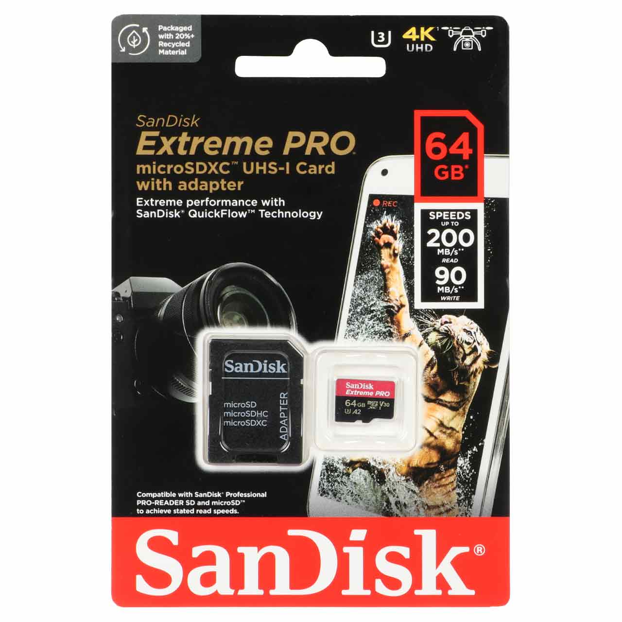 sandisk extreme pro microsdxc adapter uhs i u3 class10 200mbs 64gb garanty sh salh soryn
