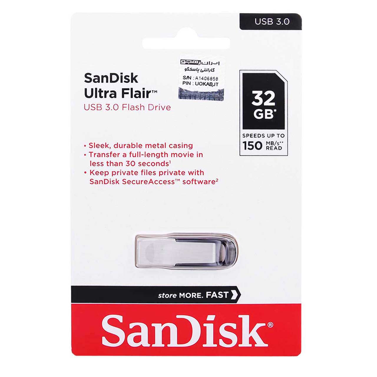 sandisk ultra flair usb30 flash memory 32gbgaranty ayran rhgo