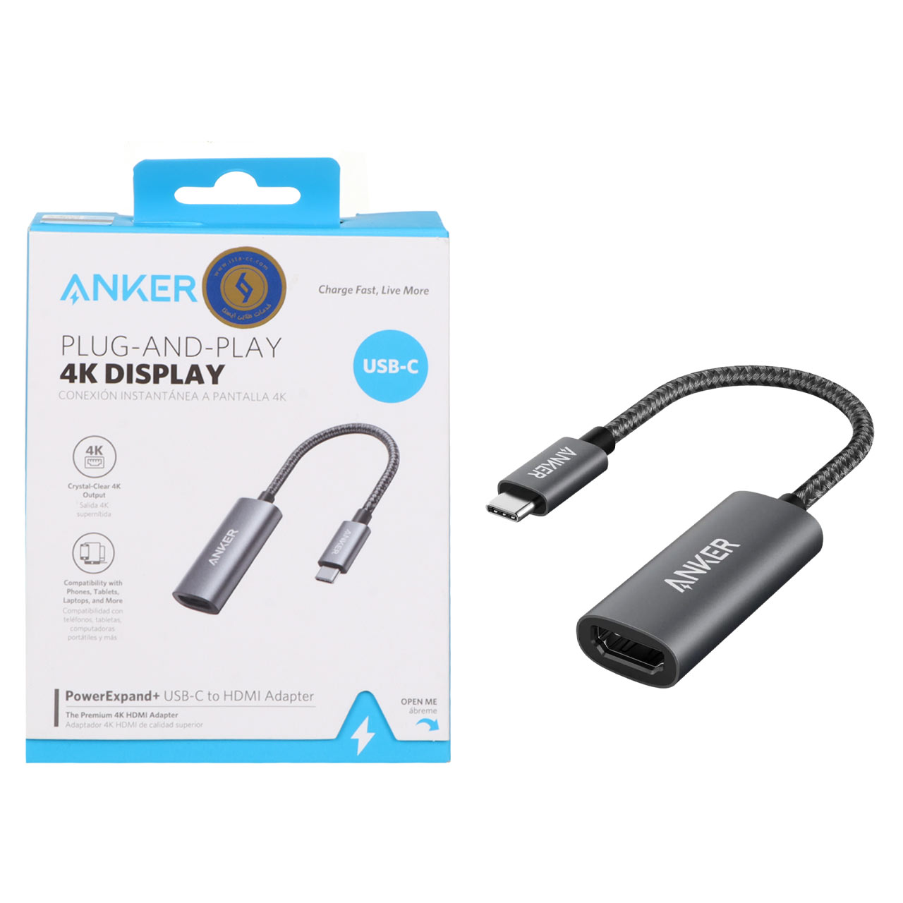 tbdyl anker type c to hdmi mdl a8312 khakstry garanty 18mahh hafthh tlayy aysta
