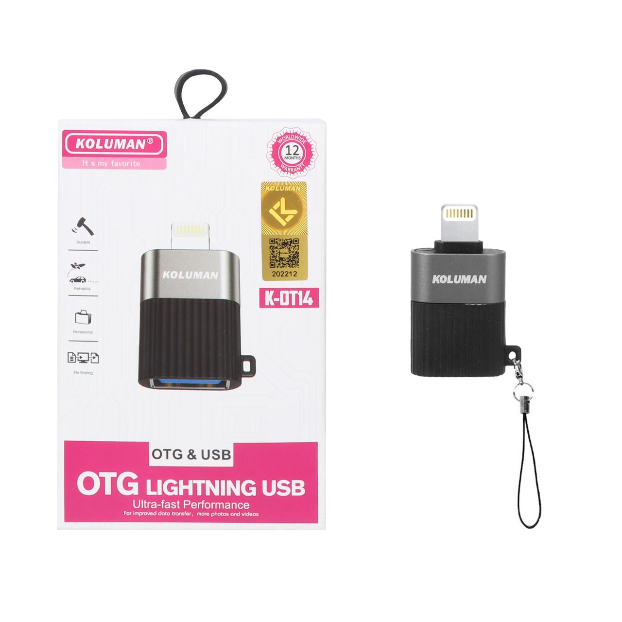 tbdyl koluman usb otg lightning mdl k ot14 khakstry garanty yksalh pmc