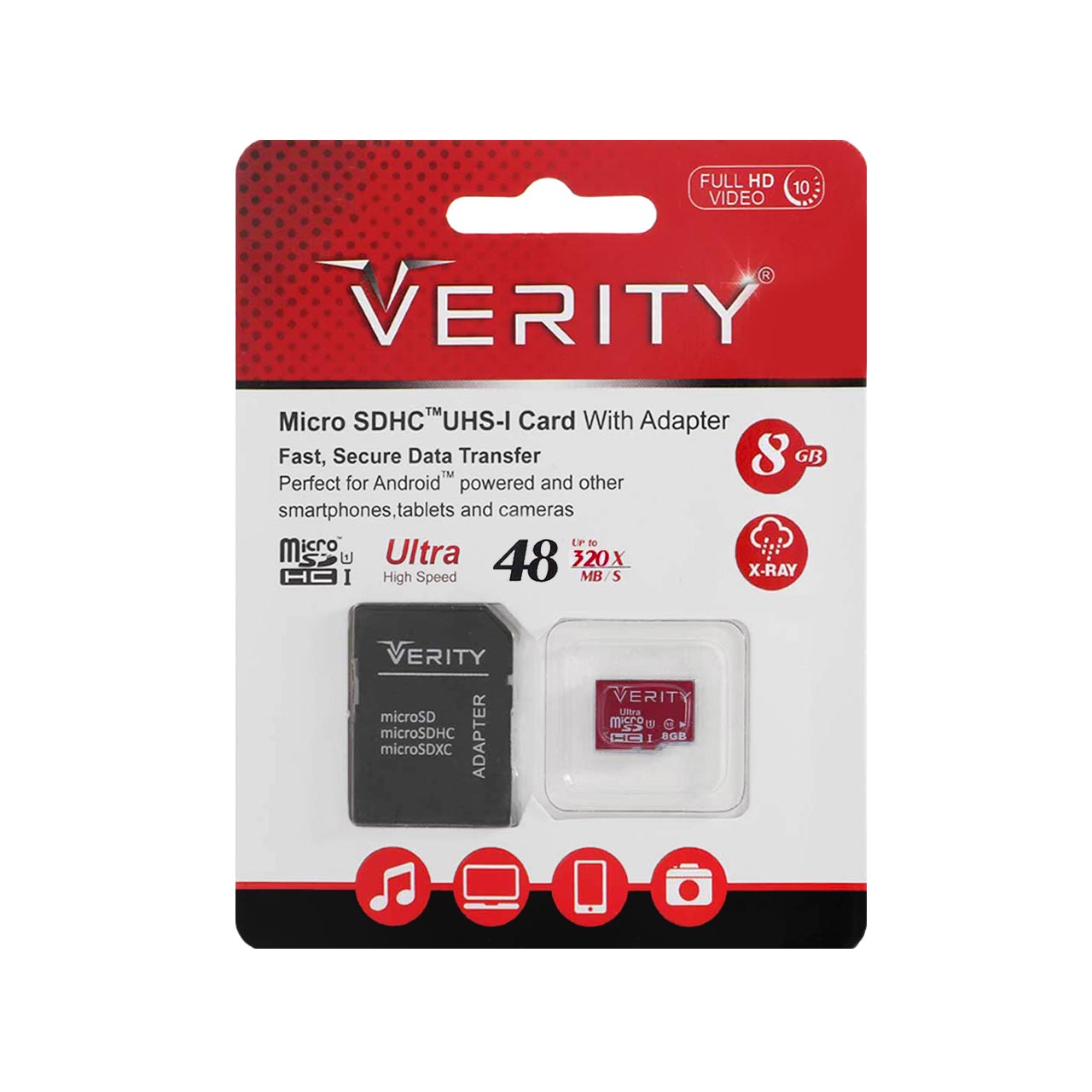 verity microsdhc adapter uhs i u1 class 10 full hd 48mbs 8gbgaranty asan sroys